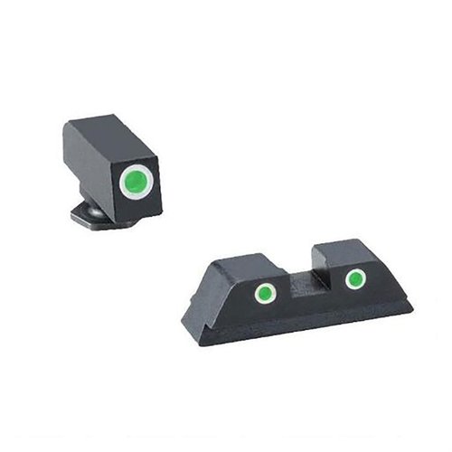 Verbessere deine Glock® mit den AmeriGlo Classic Night Sight Sets 🌟. Hohe Sichtbarkeit und Tritium für präzises Zielen bei Nacht!