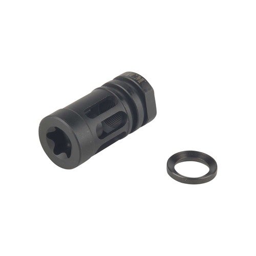 Entdecke den AR-15 Gunfighter Comp Mod 0. 🎯 Reduziert Mündungsaufschlag und Lärm, perfekt für dein .223/5.56 Gewehr! Edelstahl & Black Oxide.