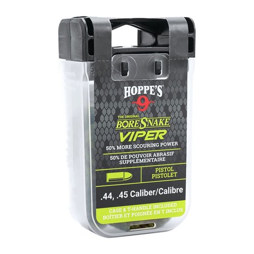 Entdecke den Pistol Viper Bore Snake von HOPPES! 🐍 Effiziente Reinigung für .44 und .45 Kaliber in einem Schritt. Ideal für deine Waffe!
