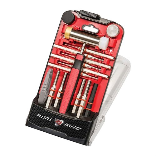 Entdecke das ACCU PUNCH SET von REAL AVID! 🔨 Perfekt zum sicheren Entfernen und Einsetzen von Waffenstiften in einem modernen Koffer.