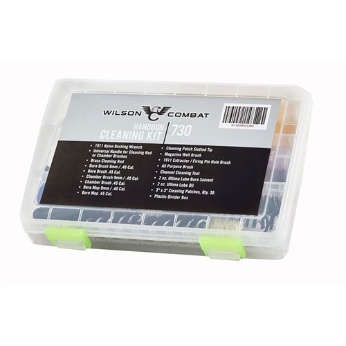 Entdecke das Wilson Combat Handgun Cleaning Kit für 9mm/.40/.45 🔧 - alles, was du für die perfekte Reinigung deiner Handfeuerwaffe brauchst!