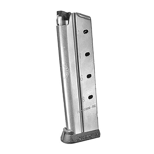Entdecke das 9-RD 10mm/.40S&W Magazin für deine 1911 Government Pistole. Robust, Edelstahl-Finish und abnehmbarer Boden. ✨ Hol es dir jetzt!