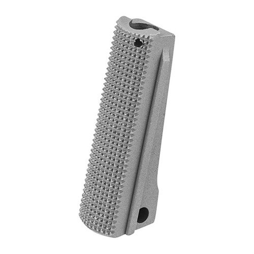 Entdecke die 1911 Checkered Steel Mainspring Housing für deine Government oder Commander Pistole. ✨ Hochwertig CNC-gefräst aus Edelstahl!