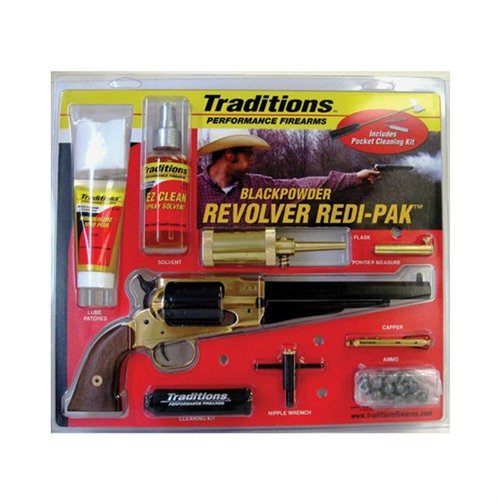 Entdecke den Traditions 1858 Army Redi-Pack .44 Kaliber Revolver mit 8" blauen oktagonalen Lauf. Perfekt für dein nächstes Abenteuer! ✨