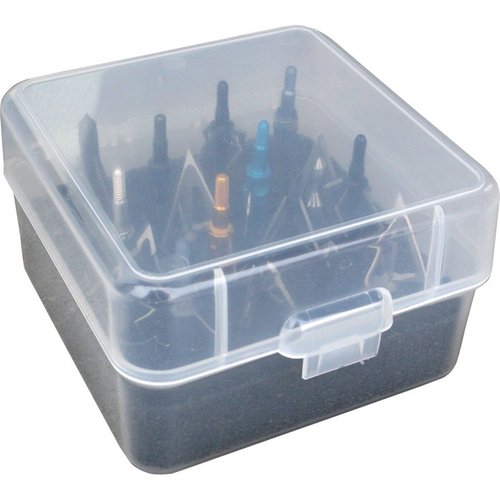 Entdecke die MTM Broadhead Box, die 16 feste oder mechanische Köpfe sicher hält! 🎯 Perfekt für deine Jagdausrüstung.
