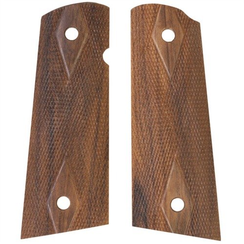 Entdecke die Hogue 1911 SQUARE BOTTOM GRIPS aus Pau Ferro 🌳 für optimalen Halt und Komfort beim Schießen. Perfekt für deine 1911 Pistole!
