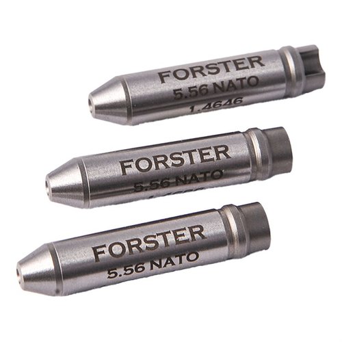 Entdecke das 5.56 Armorers Headspace Gauge Kit von Forster! 🔧 Präzise Messgeräte für deinen Bedarf, einfach zu nutzen ohne Demontage.