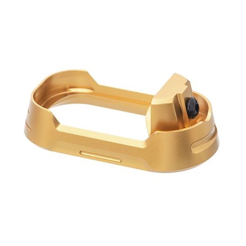 Entdecke das Tyrant CNC Magwell für Glock 19/23 Gen 3 in Gold ✨. Präzise, funktional und ästhetisch – perfekt für Wettkämpfe und den Alltag!