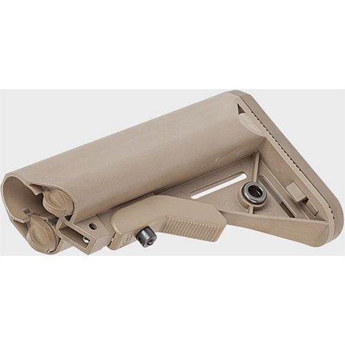 Der LMT SOPMOD Buttstock bietet dir einen rutschfesten Gummirücken, verbesserten Wangenauflage, wasserdichte Fächer und QD Swivel Inserts für maximale Funktionalität.