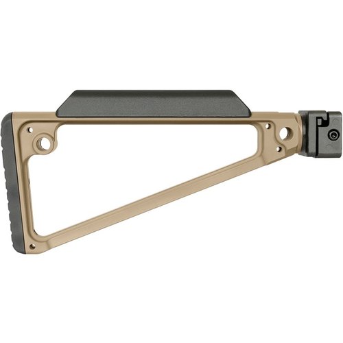 Der TRIANGLE SIDE FOLDING STOCK bietet eine robuste Konstruktion aus 4140 Stahl, eine verstellbare Klappmechanik und 5 QD Sling-Anschlüsse für maximalen Komfort.