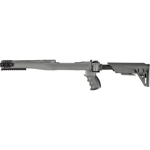 Der STRIKEFORCE GEN2 Stock für Ruger 10/22 bietet eine verstellbare, zusammenklappbare Schulterstütze, Picatinny-Schienen und ein rutschfestes Pistolengriffdesign.