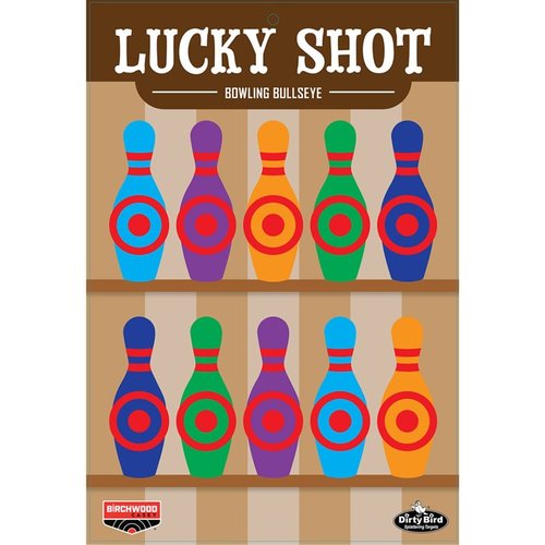 Die DIRTY BIRD LUCKY SHOT Bowling Pins 12 x 18" Targets bieten intensives Spritzbild für beste Sichtbarkeit, sind ideal für alle Pistolenschützen und aus robustem Karton.