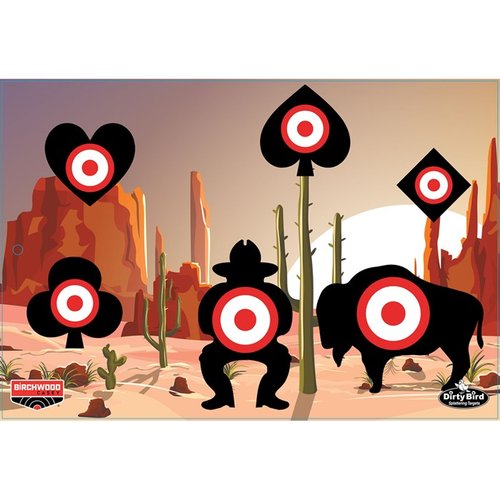Die BIRCHWOOD CASEY DIRTY BIRD ACES HIGH 12 x 18" Targets bieten eine intensive Splatter-Visualisierung, eine robuste Konstruktion und sind ideal für alle Pistolenschützen.