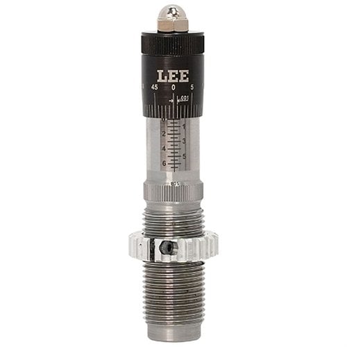 Der LEE PRECISION RIFLE MICROMETER BULLET SEATING DIE bietet präzise, einstellbare Sitztiefe, eine schwimmende Bullet Guide für perfekte Ausrichtung und ermöglicht gleichzeitiges Setzen und Crimpen.