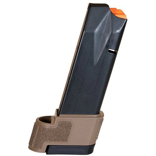 Das DIAMONDBACK DBAM29 9MM LUGER Magazin bietet 17 Schuss, eine robuste Metalllegierung und einen Fingerverlängerungs-Boden für besseren Grip und Zuverlässigkeit.