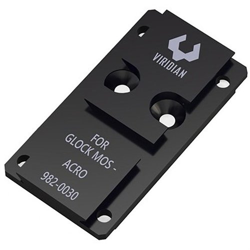 Der VIRIDIAN MOUNTING ADAPTER GLOCK MOS für RFX 44/45 ermöglicht eine einfache Montage des RFX45 Green Dot Reflexvisiers aus robustem, anodisiertem Aluminium.