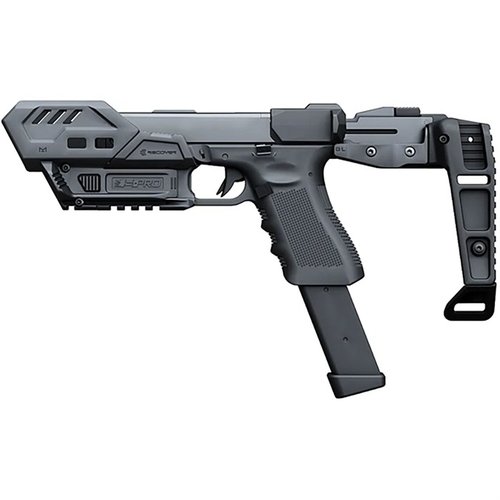 Das S-PRO Stabilizer Basic Kit für GLOCK 9/40 bietet eine modulare, werkzeuglose Installation, MLOK-Kompatibilität und eine konvertierbare Stabilizer/Buttstock-Funktion.