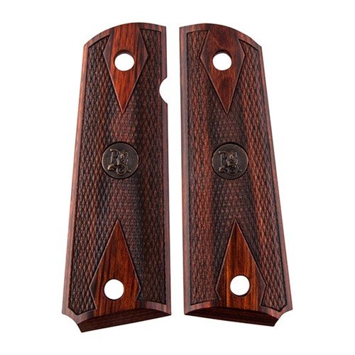 Entdecke die 1911 American Legend Griffe von Pachmayr! 🌟 Mit schönem Rosenholz und klassischem Design für Government und Commander Modelle.