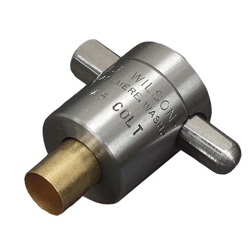 Entdecke die WILSON Q-TYPE PISTOL CASE HOLDER für präzises Trimmen und Reiben. 🔧 Schnell, einfach und sicher für deine .357 Magnum!