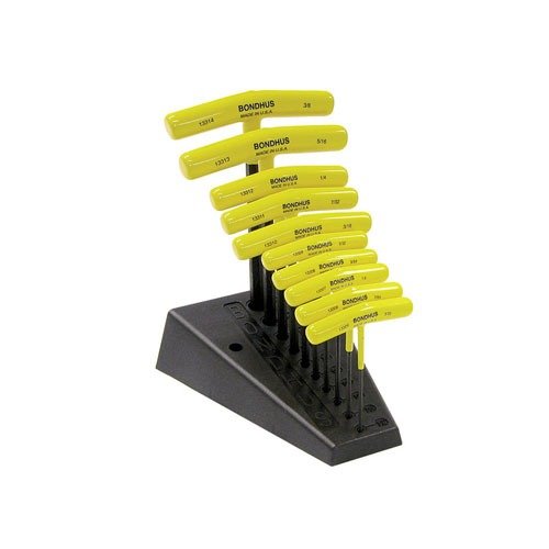 Entdecke das 10-teilige T-Griff Hex Werkzeugset von Bondhus! 🔧 Ideal für Waffenzimmer und Wiederladebank, mit bequemem Griff und praktischem Ständer.